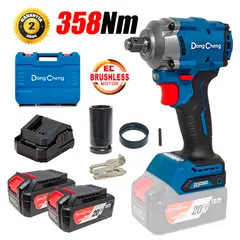 DONGCHENG - Llave de Impacto Industrial Inalámbrica ½ Dongcheng DCPB358EM 20V 358Nm 2Bat x 4Ah Brushless