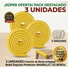 GENERICO - Protector de Borde Antigolpe Bebé Esquina Protector AMARILLO 3 UNIDADES