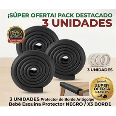 GENERICO - Protector de Borde Antigolpe Bebé Esquina Protector OSCURO 3 UNIDADES