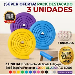 GENERICO - 3 UNIDADES Protector de Borde Antigolpe Bebé Esquina Protector VARIADO