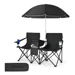 AFVENTURA - Silla De Camping Doble Con Paraguas