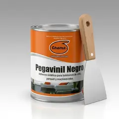 CHEMA - PEGAMENTO ASFALTICO PARA VINILICOS ¼ PEGAVINIL NEGRO + ESPATULA  - FACIL DE USAR