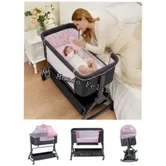 BEBE - Cuna Colecho para Bebe Funcion Antireflujo Mosquitero Rosa