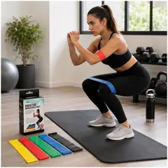 GENERICO - Set x5 Bandas Elásticas de Resistencia para Ejercicios Fitness Glúteos Piernas Yoga Pilates