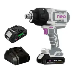 NEO - Llave de Impacto BL 20V 1600 Nm + 2 Bat 4H + CARG + Maleta NEO