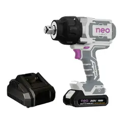 NEO - LLAVE DE IMPACTO BL 20V 1600NM + BAT 8H + CARGADOR NEO