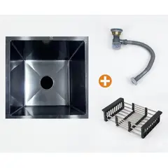 GENERICO - LAVADERO ACERO NEGRO 44X44 CON ESCURRIDOR