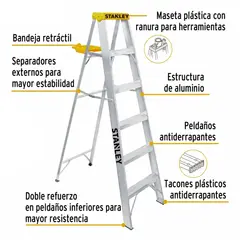 STANLEY - Escalera tipo tijera de aluminio 5 peldaños Stanley