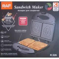 GENERICO - Sandwichera Eléctrica RAF 850W Antiadherente Doble Calentamiento Placas Grill