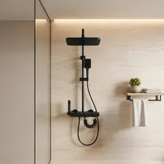 FRATELLI - Ducha Multifuncional Moderna SFNA 4 Teclas C/Rociador - Negro - Fratelli