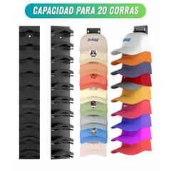 GENERICO - Pack x 2 Perchero Organizador Para 10 Gorras Adhesivo de Pared