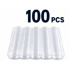 GENERICO - CAPSULA O ESTUCHE  PARA MONEDAS DE COLECCION PARA 100 PIEZAS 30 MM