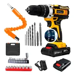 OEM - KIT COMPLETO DE TALADRO INALÁMBRICO CON PERCUTOR DOBLE BATERIA DE 48V