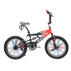 GENERICO - Bicicleta BMX Aro 20 con Suspensión y Rayos de Colores Negro con Rojo