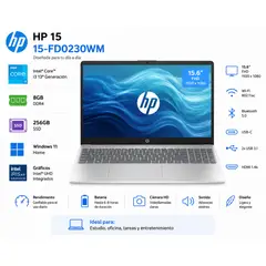 HP - Laptop HP 15-FD0230WM 15.6″ FHD Intel Core i3 8GB RAM 256GB SSD Windows 11