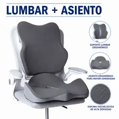 GENERICO - Cojín Lumbar + Cojín Ortopédico Asiento Ergonómico Viscoelástico para Oficina Auto Silla