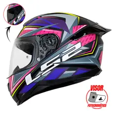 LS2 - Casco LS2 FF802 FLASH II KINDOM rosado VISOR PHOTOCROMATICO CERT. ECE 22-06®