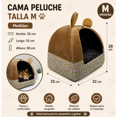 GENERICO - Cama Iglú Conejito Animal Print ''M'' para Perros y Gatos - 32*32 cm x 38 de altura