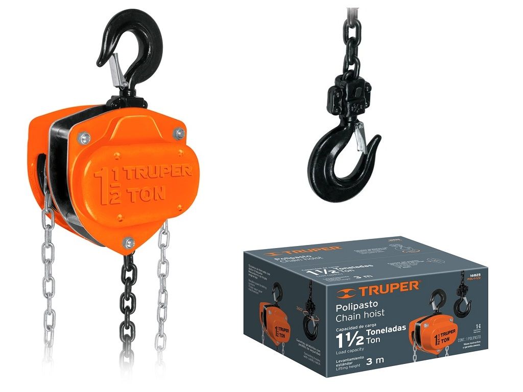 Tecle con Cadena 1,5 Toneladas Polipasto Truper