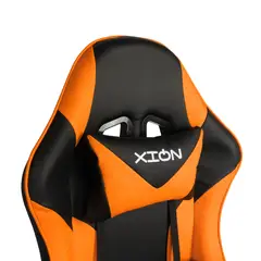 XION - Silla Gamer Titán Xion Ergonómica con Masajeador Lumbar, Reposapiés y Reclinable 135° - Naranja