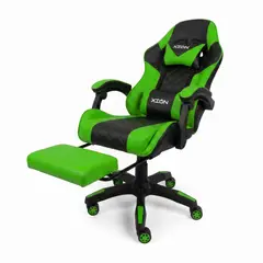 XION - Silla Gamer Titán Xion Ergonómica con Masajeador Lumbar, Reposapiés y Reclinable 135° - Verde