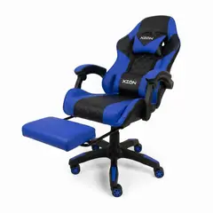 XION - Silla Gamer Titán Xion Ergonómica con Masajeador Lumbar, Reposapiés y Reclinable 135° - Azul