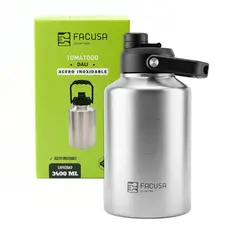 FACUSA - Tomatodo Térmico Facusa Dalí 3.4l Acero Inoxidable Bpa Free Antigoteo Plateado