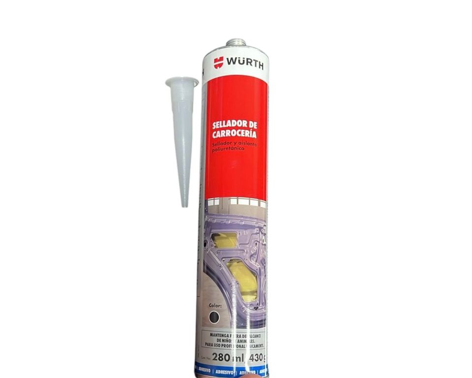 Sellador adhesivo poliuretánico Würth para carrocería autos negro 280ml