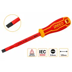 INGCO - Ingco Destornillador plano aislado 1000V 5.5 x 125mm