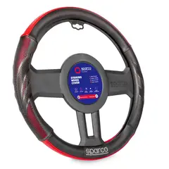 SPARCO - Cubre Volante Sparco Deportivo Malla Negra Rojo Fibra de carbono Auto