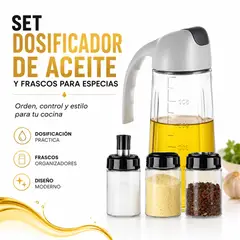 GENERICO - SET DOSIFICADOR DE ACEITE Y FRASCOS PARA ESPECIAS