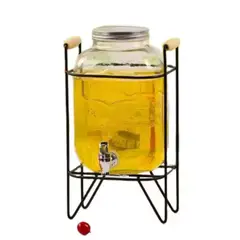 GENERICO - Dispensador 4L Bebidas Vidrio Grifo Base Jugos Refrescos Mesa Cocina Decoración L9358