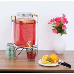GENERICO - Dispensador 4L Bebidas Vidrio Grifo Base Jugos Refrescos Mesa Cocina Decoración L9358