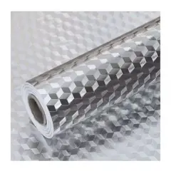 GENERICO - Papel Aluminio 1m x 40 cm Antisalpicaduras Cocina Plateado Decorativo Impermeable Autoadhesivo