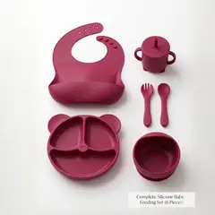 ALKALINE CARE - Platos de Silicona para Bebé  Set de Cubiertos Antideslizante