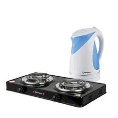 Imaco - Combo cocina electrica 2 hornillas + hervidor 1.7 litros Imaco