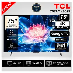 TCL - TELEVISOR TCL QLED 75 UHD 4K SMART TV GOOGLE 75T6C 2025