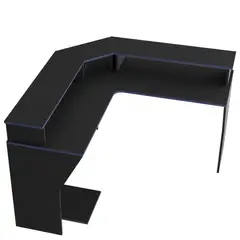 FMFURNITURE - Escritorio Gamer En L 88,5X127,9X127,9 Cm Fm-046N Negro Y Azul