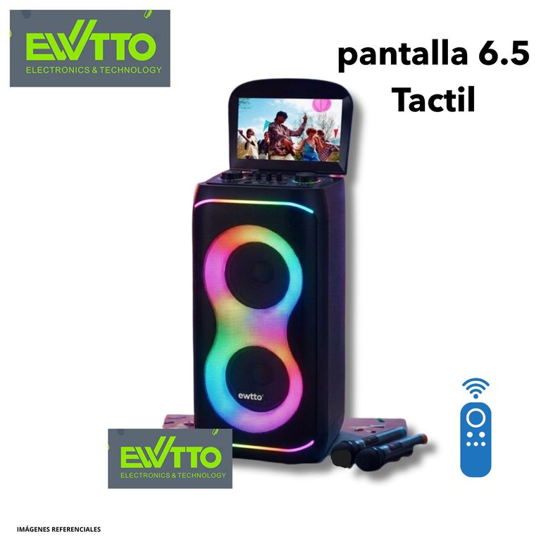 Parlante Karaoke Profesional Bluetooth Extreme Bass con Pantalla Multimedia HD 6.5 EWTTO ET-P4313MBC