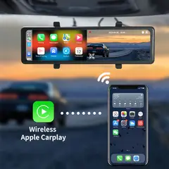 GENERICO - AI IPS Dashcam de 10 Pulgadas 4KAndroid Auto, Doble Lente, Espejo Retrovisor, Coche de Fábrica
