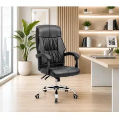 GENERICO - SILLA GERENCIAL EJECUTIVA ERGONÓMICA RECLINABLE DE CUERO PU