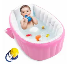 GENERICO - Bañera de Bebe Baño Inflable Antideslizantes con Inflador PREMIUM