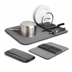 INSPIRA MARKET - Escurridor de Platos Plegable con Base Absorbente  Organizador Secador de Cocina Antideslizante