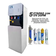 UMA - Dispensador de agua ProWhite Platinum Pro con Lampara UV, 5 etapas de filtración