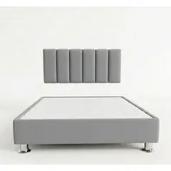 GENERICO - CAMA BOX TARIMA + CABECERA AEREA PLOMO QUEEN