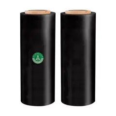 GENERICO - Stretch Film Negro 9 Pulgadas - 02 Rollos - 600gr. C/U