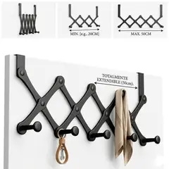 GENERICO - Colgador de Prendas Perchero Extensible sobre Puerta 5 Ganchos