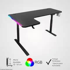 GENERICO - Escritorio Gamer con Altura Ajustable en Forma L Oxin Y103