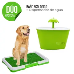 ROHS - Dúo Mascota Con Baño Ecológico Para Perros + Bebedero Dispensador De Agua