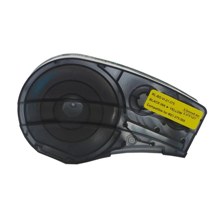 Cinta Brady PT-M21-375-595-YL-BK negro sobre amarillo compatible M210